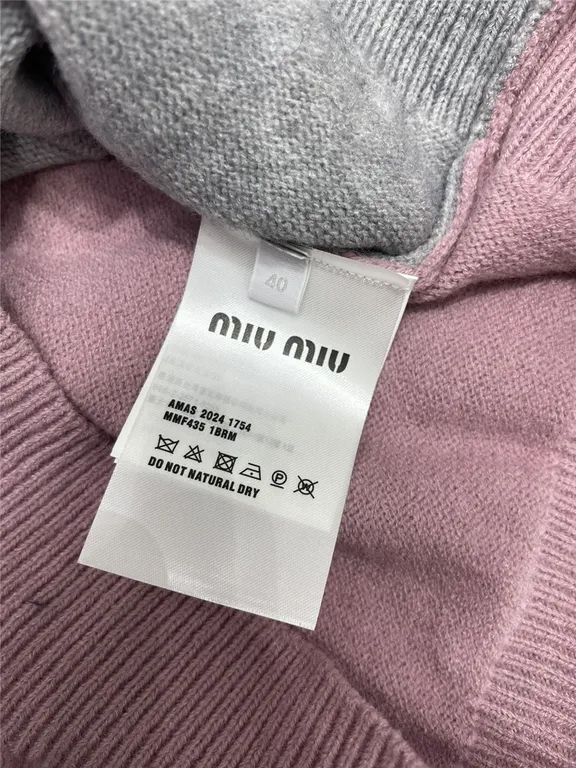 Miu Miu Double Knit Turtleneck Sweater Pink